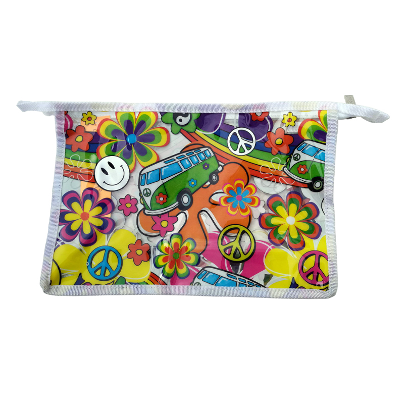 PVC clutchbag with flower power print