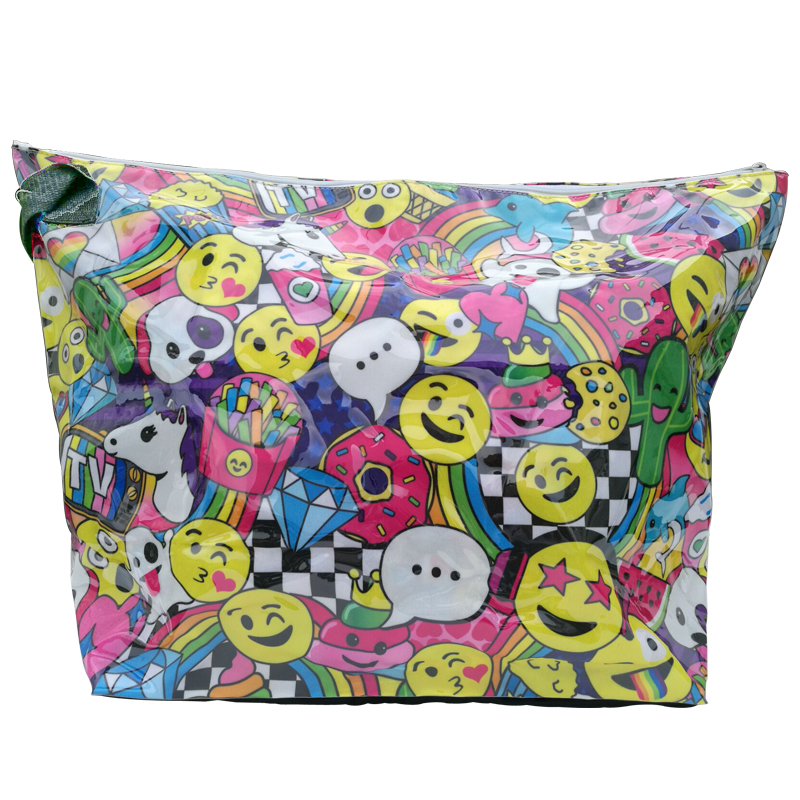 Totebag made of PVC full with smileys in various colors